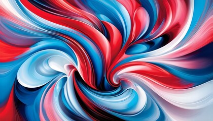 Wall Mural - Vibrant Abstract Dance of Swirling Hues in Red, Blue, and White Capturing Energy and Movement