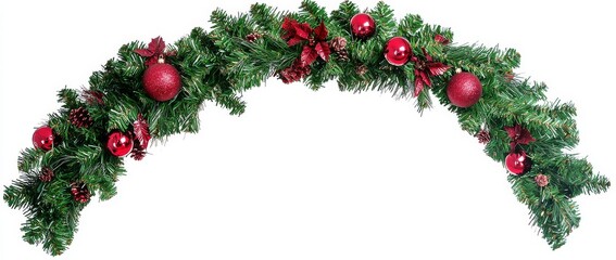 Wall Mural - It is a beautiful christmas wreath on transparent background with shiny stars and colorful orbs (RGBA 3D Rendering PNG).