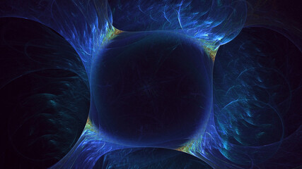 Poster - 3d manual rendering abstract blue fractal light background. its not ai generatd illustration.