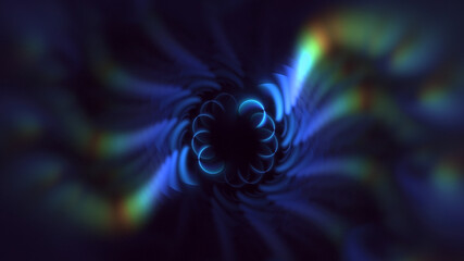 Wall Mural - 3D manual rendering abstract blue fractal light background. Its not AI Generatd illustration.