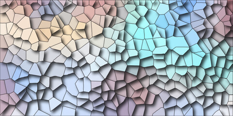 Poster - Quartz light multicolor Broken Stained Glass Background black stoke with shadows. Abstract colorful mosaic pattern Seamless Geometric Retro tiles .Cement kitchen decor with crack floor light design.	