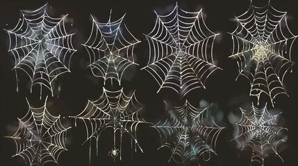 Set of spider webs, Halloween elements, Happy Halloween