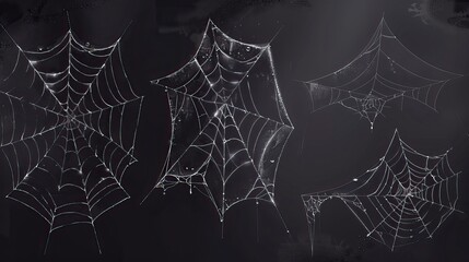 Set of spider webs, Halloween elements, Happy Halloween