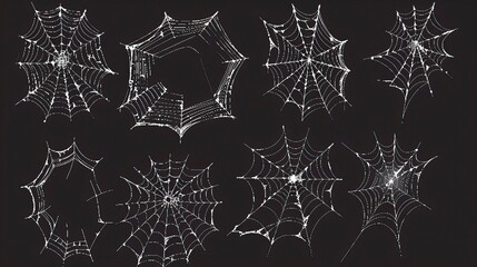 Set of spider webs, Halloween elements, Happy Halloween