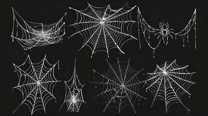 Set of spider webs, Halloween elements, Happy Halloween