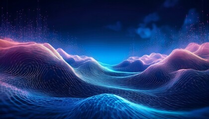 Aufkleber - Beautiful futuristic abstract wave technology background with blue light digital effect corporate concept. Technology Wave abstract background, blue abstract background