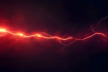 Wall Mural - red electric lightning strike sparkling on black background for wallpaper, cover and banner design