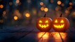 © LookChin AI - Glowing Jack O Lantern Pumpkins in Spooky Halloween Night with Warm Lights