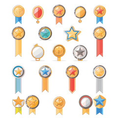 set of gold silver and medals icon