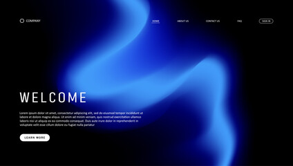 Fototapete - Abstract wave futuristic design of landing page. retro gradient mesh website design