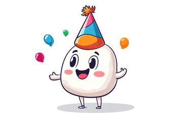 Sticker - cartoon character is wearing a birthday hat