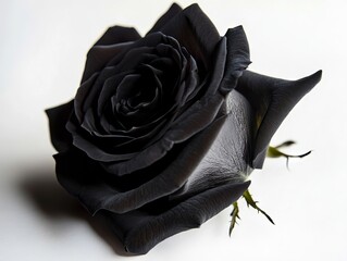 Wall Mural - A single black rose on a white surface