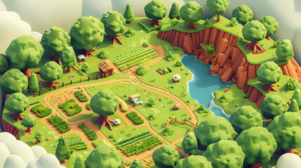 field map isometric game 3d
