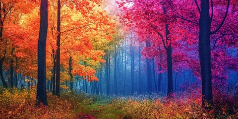 colorful autumn forest, 