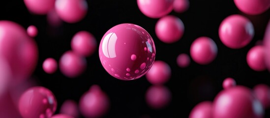 Canvas Print - Abstract Pink Spheres on Black Background