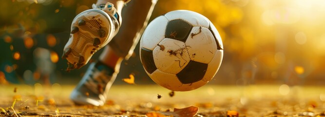 close-up of soccer ball with player's foot