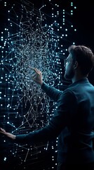 Poster - quantum-powered learning in a futuristic classroom where students visualize quantum entanglement and
