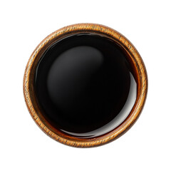 Wall Mural - Soy sauce in a wooden bowl, isolated on transparent cutout background