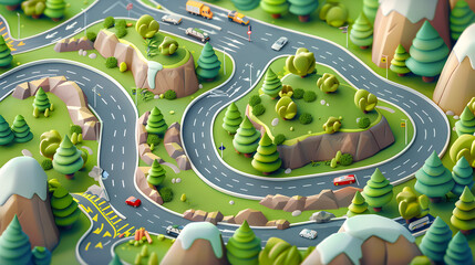 Sticker - Highway Map isometric game 3D