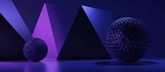 Wall Mural - Abstract Geometric Composition with Purple and Blue Hues