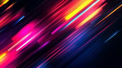 Bright neon gradient streaks cutting through a dark, shadowy background.