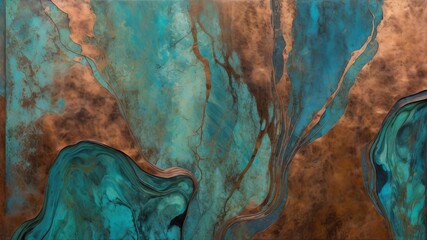 Wall Mural - Background Abstract pattern made from oxides formed on copper plates.