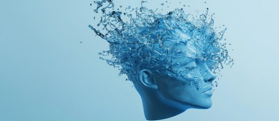 Poster - Water Splashing Over a Human Head Sculpture