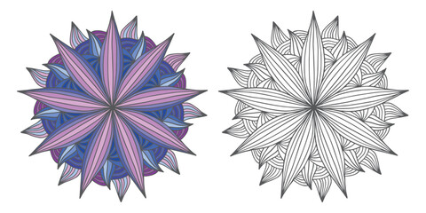 circle pattern black and white illustration for coloring page colored example clipart