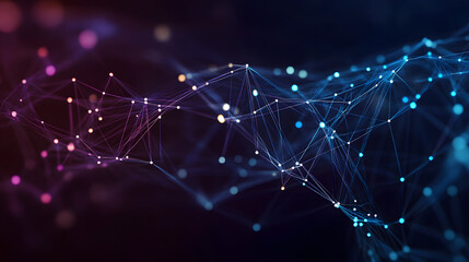 Network connection structure. Data transfer. Abstract background with interweaving of dots and lines. 3D rendering.