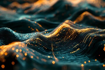 Poster - Digital landscape on a dark backdrop, embodying the concept of data flow.. Generative AI.