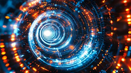 Poster - Abstract futuristic digital background with circular elements and glowing lights