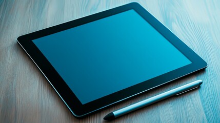 Poster - A sleek tablet rests on a wooden surface alongside a stylus, suggesting a creative or professional use.