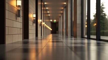 Poster - Modern Corridor with Elegant Lighting Features