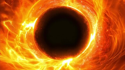 Wall Mural - a dramatic depiction of a solar eclipse, featuring a dark center surrounded by fiery, glowing solar 