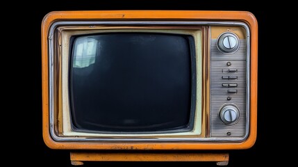 A vintage television set stands alone in a dark room, capturing the essence of retro style.