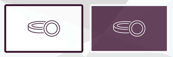 Poster - token outline icon. Linear vector from entertainment concept. Thin line white and black token icon isolated on white and dark background