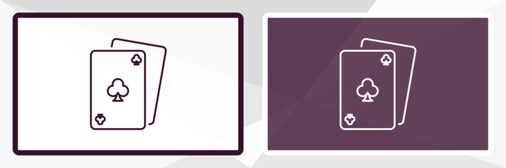 Aufkleber - card game outline icon. Linear vector from entertainment concept. Thin line white and black card game icon isolated on white and dark background