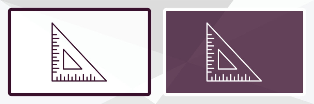 set square outline icon. Linear vector from education concept. Thin line white and black set square icon isolated on white and dark background