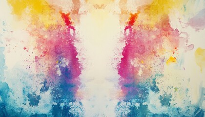 Abstract colorful watercolor background with a symmetrical design.