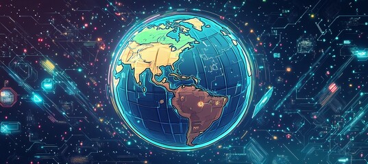 Aufkleber - Planet earth. Generative AI technology.	
