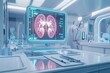 © adobestocker1 - A high-tech kidney diagnostics machine with a holographic display