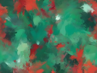 Wall Mural - abstract impressionist style chrsitmas green red paint brush background