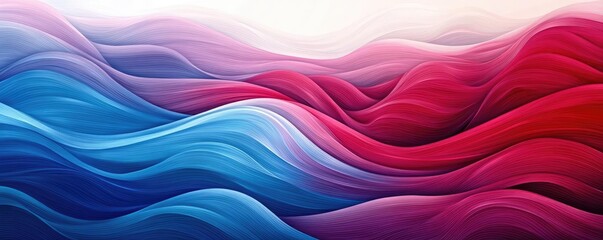 Poster - A vibrant wave abstract in blue and red hues, evoking motion and energy in a fluid artistic expression.