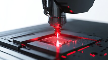 Poster - A Robotic Arm with a Red Laser Pointer Focused on a Circuit Board
