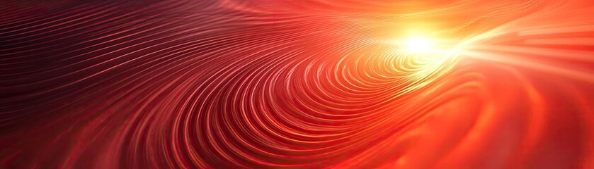 Poster - Vibrant red wave pattern with a glowing light effect, perfect for abstract backgrounds or artistic designs.
