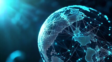 Poster - The map of the world with connections to other countries appears as a wallpaper with copyspace