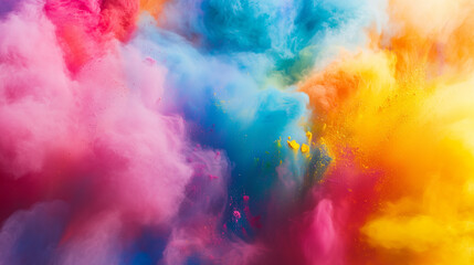 Wall Mural - happy holi colorful background. festival of colors, colorful rainbow holi paint color powder explosi