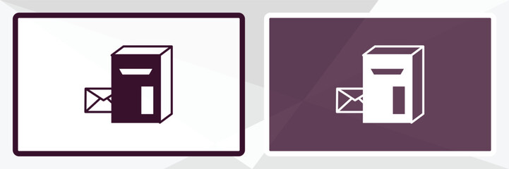 Poster - postbox outline icon. Linear vector from delivery concept. Thin line white and black postbox icon isolated on white and dark background