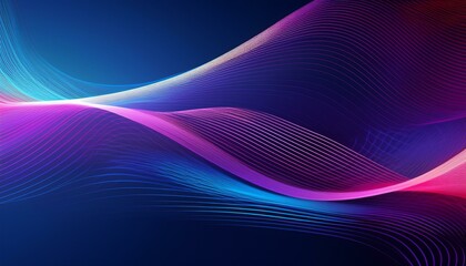 Fototapete - Dark abstract background with glowing waves. Shiny moving lines design element. Modern purple-blue gradient flowing wave lines.