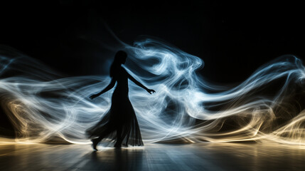 Wall Mural - mystical mist. swirling smoke in dark and light symphony. fluid fantasia. abstract dance of fog and 